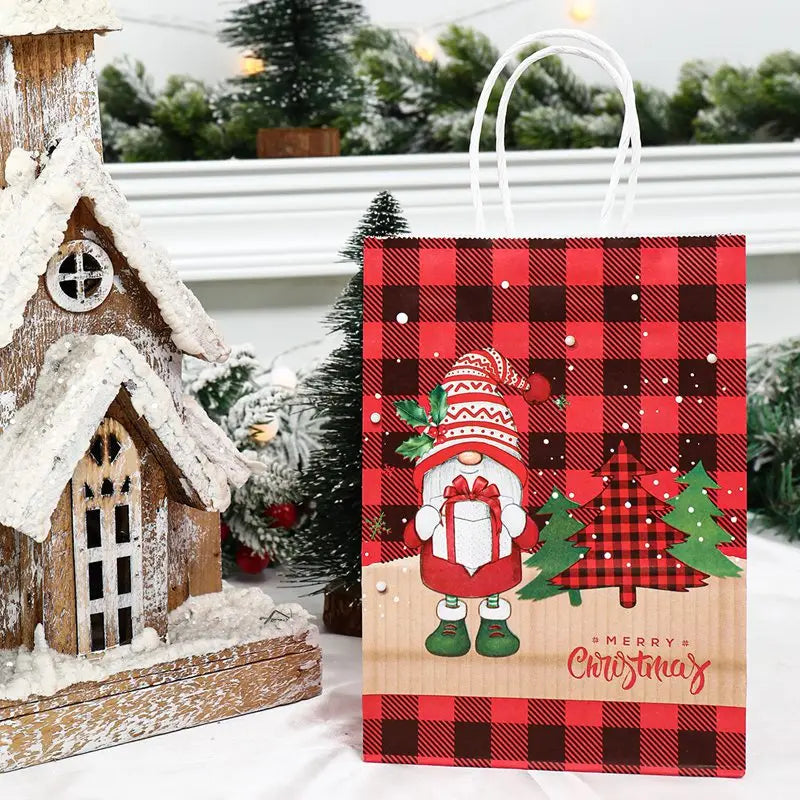 イベント・クリスマス装飾｜クリスマスクラフト紙ギフトバッグセット(4枚入)