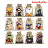 イベント・ハロウィングッズ｜ハロウィン柄リネン巾着キャンディバッグセット