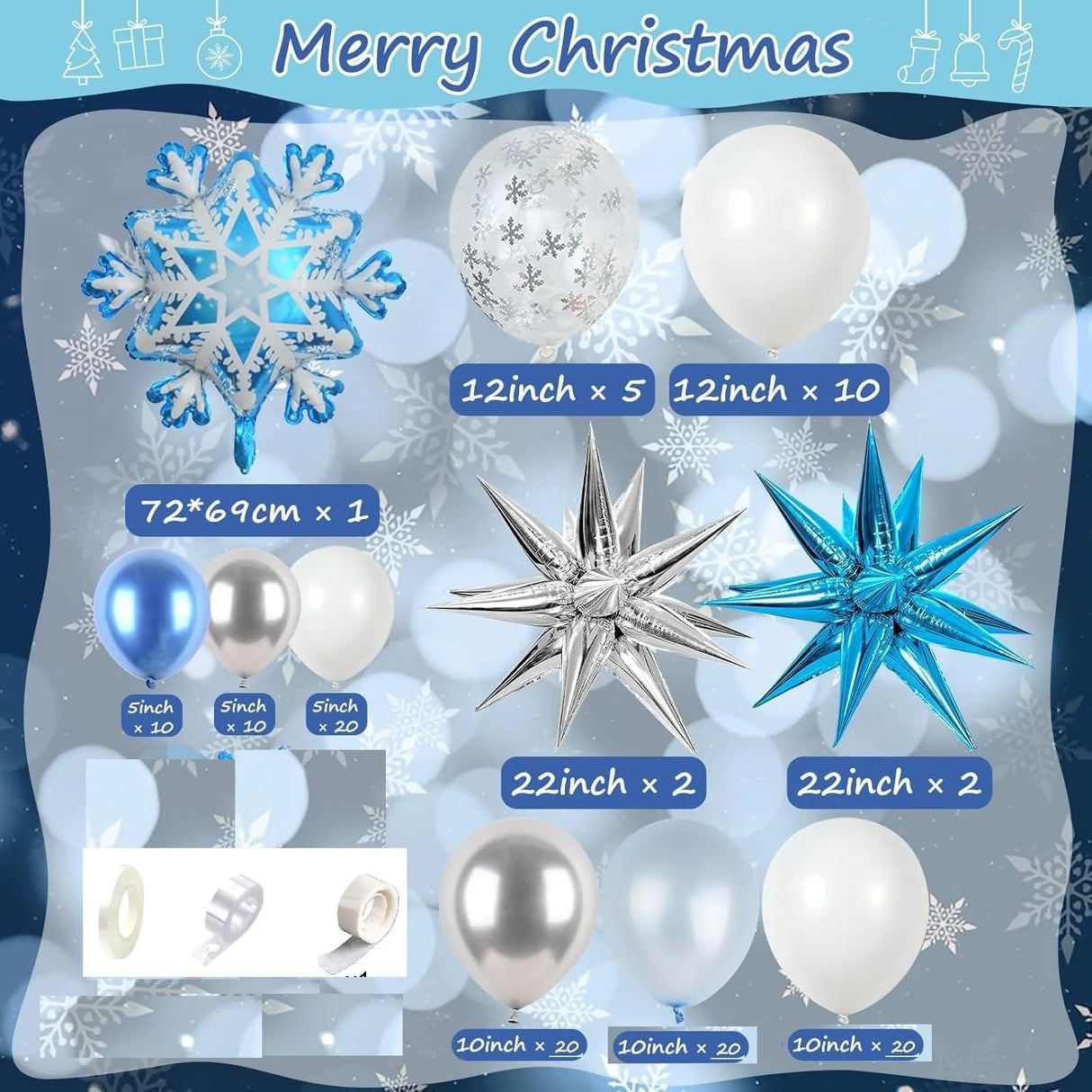 イベント・クリスマス装飾｜冬の魔法 バルーンガーランドキット123個セット