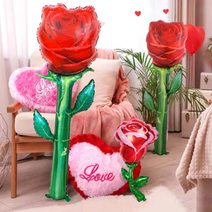 ロマンチックなバラとLOVEホイルバルーンセット