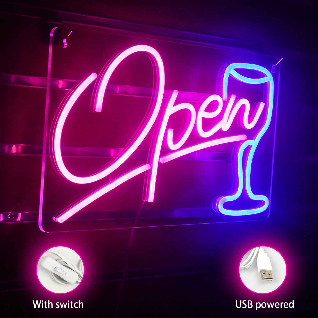 Bar／OPEN／Beer／Cheers／Cacktails　LEDネオンサイン（ネオン看板）