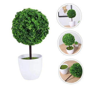 人工観葉植物・鉢植え・グリーン盆栽・スノーボール