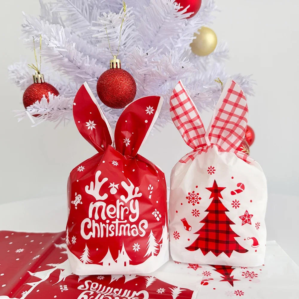 イベント・クリスマス装飾｜ウサギ型ビニール製ギフトバッグセット (50個)