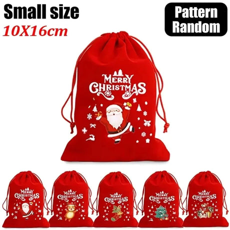 イベント・クリスマス装飾｜クリスマス柄ベルベット巾着バッグセット(XS/S/M/L)