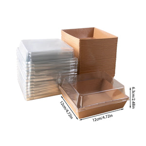 |イベント・ノベルティ用品 | 透明フタ付クラフト紙ボックス10個セット | 12×6.3×12c