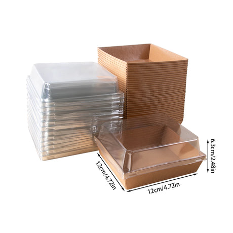 |イベント・ノベルティ用品 | 透明フタ付クラフト紙ボックス10個セット | 12×6.3×12c