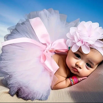 新生児用 チュールスカート＋フラワーヘアバンドセット(0-1ヶ月）｜誉PRINTING