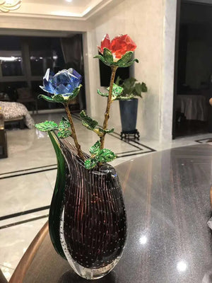 クリスタルローズガラスペーパーウェイトギフト