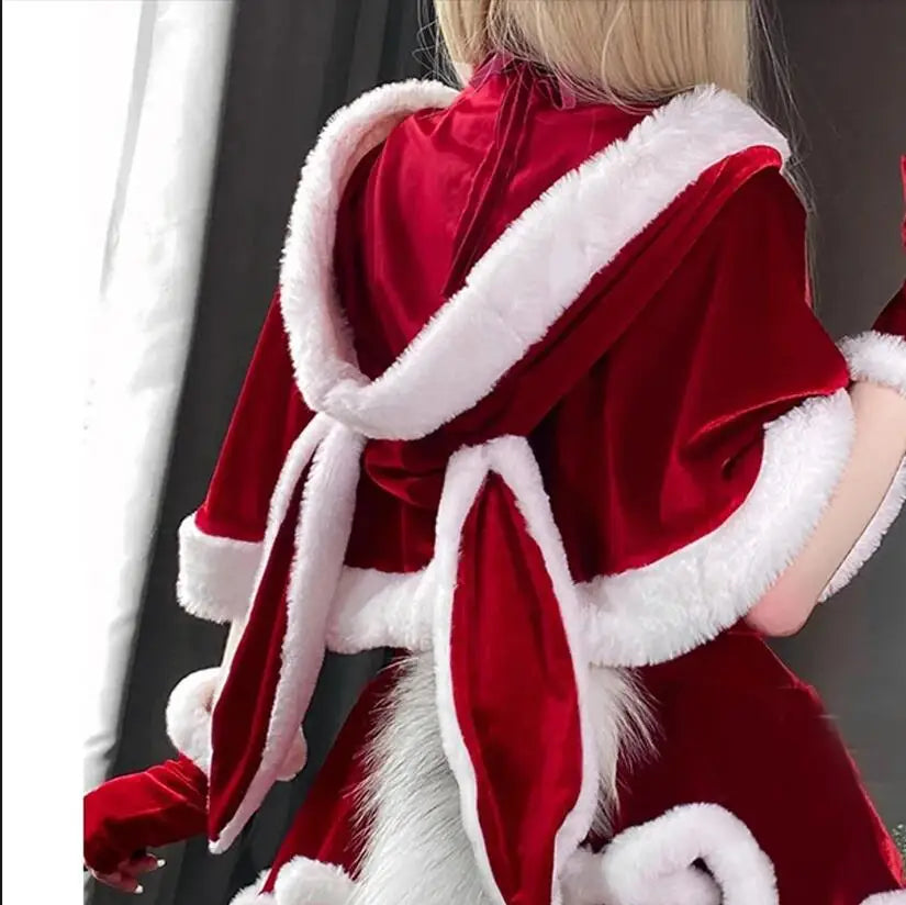 イベント・クリスマスグッズ｜サンタクロース風 カワイイ耳付きケープ(フリー)