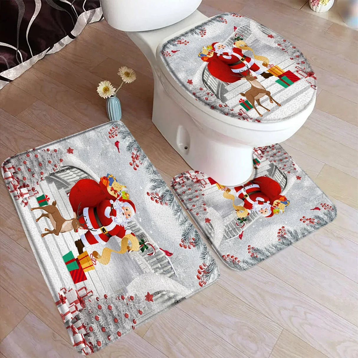 バスマット＆トイレフタカバー＆トイレ用マット（３点セット）