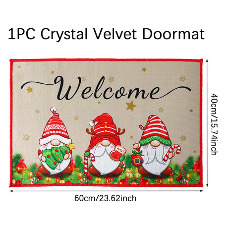 【インテリア用品】クリスマス柄プリント玄関マット