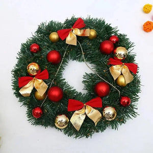イベント・クリスマス装飾｜赤いリース ゴールド窓壁飾り