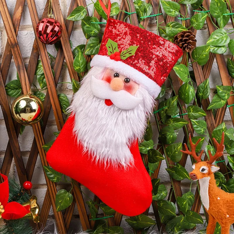 イベント・クリスマス装飾｜スパンコール付きクリスマスギフトソックス