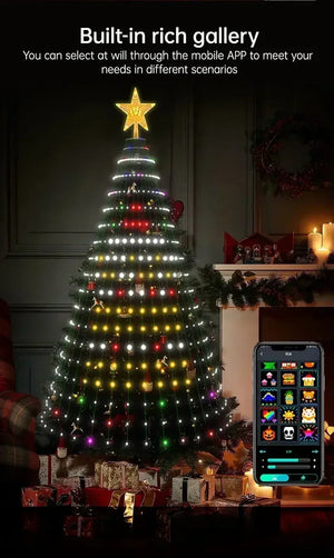 地引テスト用2.1M Smart Lighted RGB Christmas Tree APP & Remote Control Star Topper Outdoor DIY APP Controlled Lighted Christmas Tree Light
