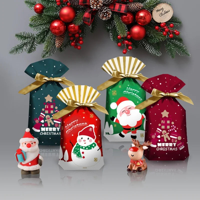 イベント・クリスマス装飾｜ビニール製 クリスマス柄ギフト用バッグ(5個入)