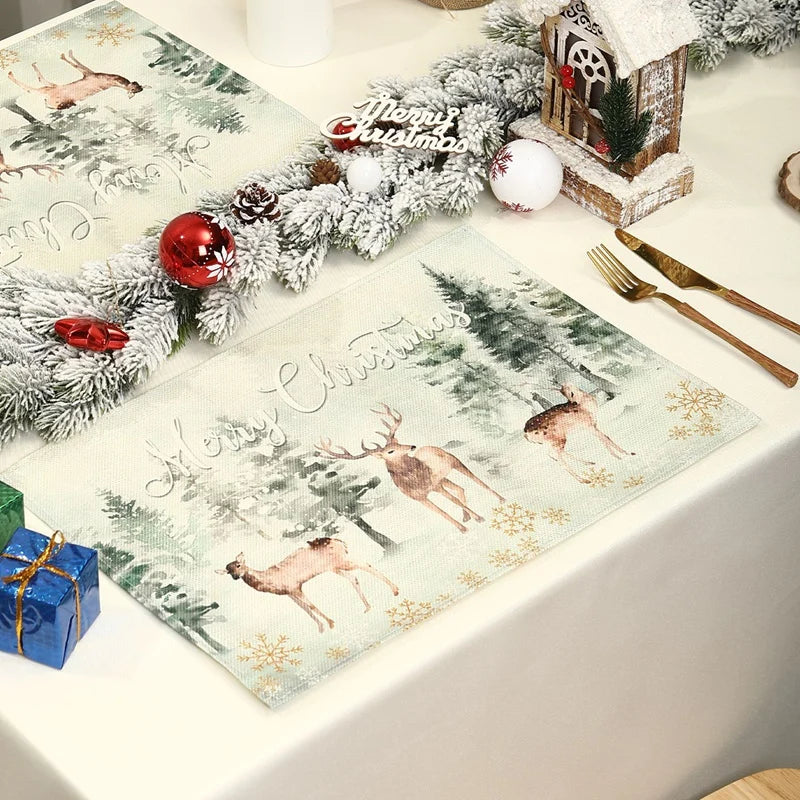 イベント・クリスマス装飾｜リネンプレースマット 1/4枚セット