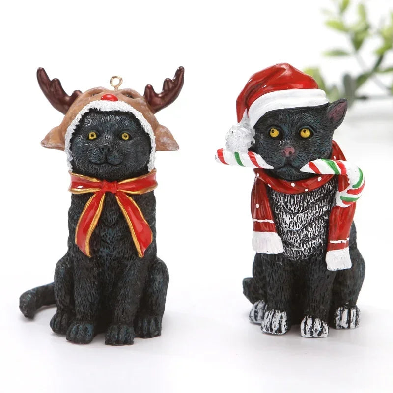イベント・クリスマス装飾｜猫彫刻ペンダント樹脂フィギュア
