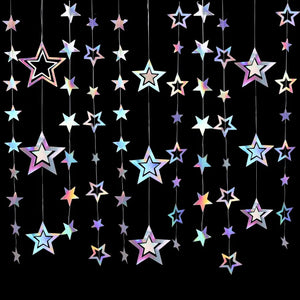 イベント・クリスマス装飾｜虹色星型ガーランドバナー