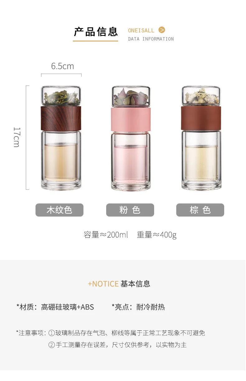 |イベント・ノベルティ用品 | 高品質二重ガラスティーボトル ケース付き