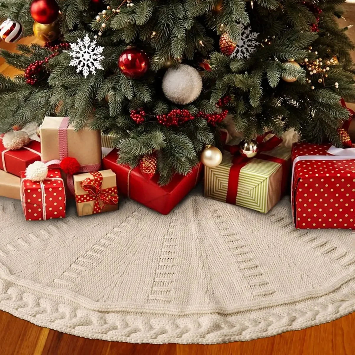 イベント・クリスマス装飾｜チャンキーケーブルニット クリスマスツリースカート