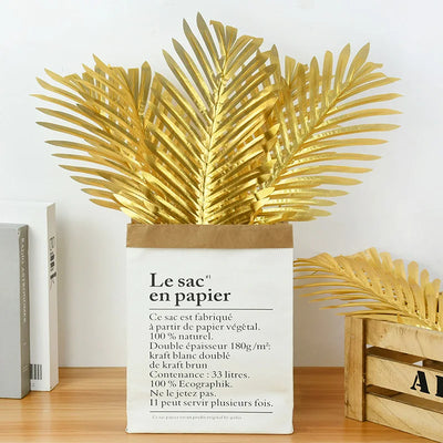 人工トロピカルヤシの葉・5個入り・ゴールドシルク・タートルリーフ｜誉PRINTING