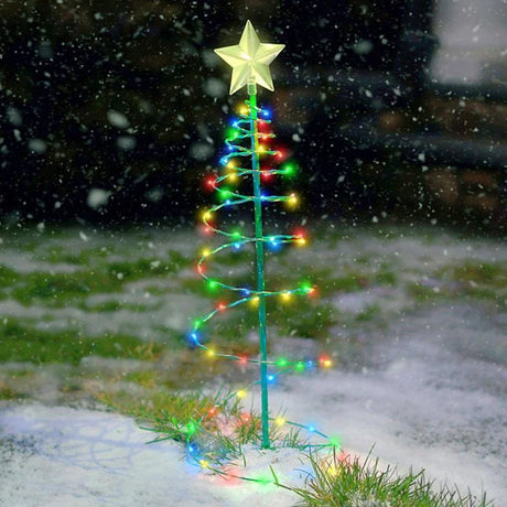 【イベント・クリスマス装飾】ソーラー充電式 LEDクリスマスツリーライト(50㎝)