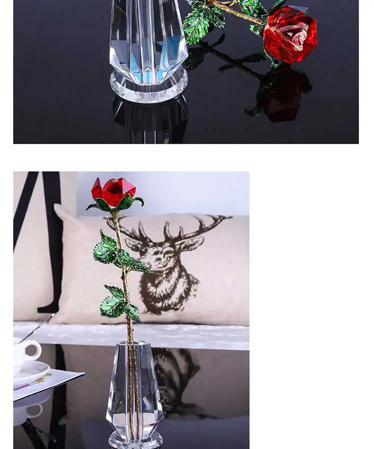 クリスタルローズガラスペーパーウェイトギフト