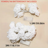 ホワイトローズLEDストリングライト 電池式