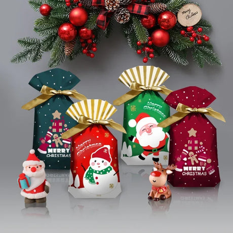 イベント・クリスマス装飾｜ビニール製 クリスマス柄ギフト用バッグ(5個入)