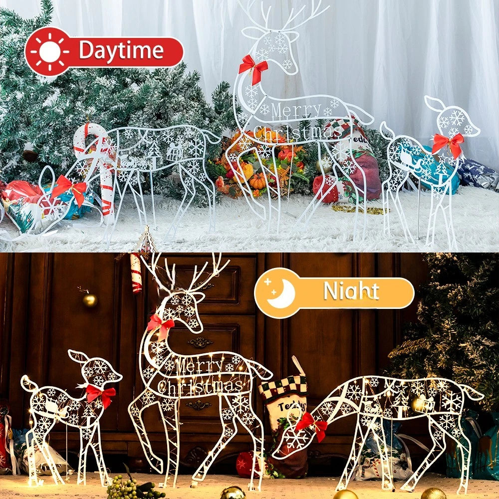イベント・クリスマス装飾｜ライト付きクリスマスデイルミネーションセット(3体)