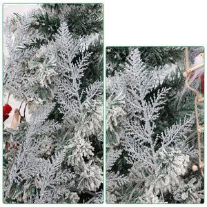 キラキラ光る人工松の枝・フェイク植物・クリスマスツリーオーナメント・ゴールドのキラキラ光るスパンコールの葉