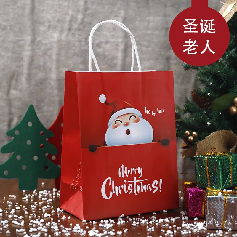 イベント・クリスマス装飾｜クリスマス柄クラフト紙バッグセット(S/M)