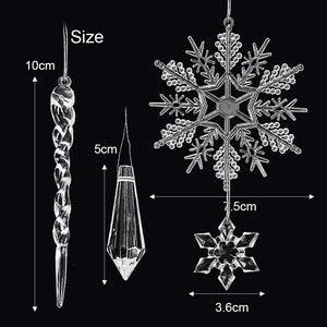 イベント・クリスマス装飾｜クリスタル雪の結晶型オーナメントセット(5/12/24個)