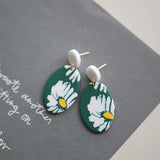 アールデコ風花柄ポリマークレイイヤリングセット