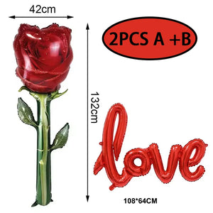 ロマンチックなバラとLOVEホイルバルーンセット