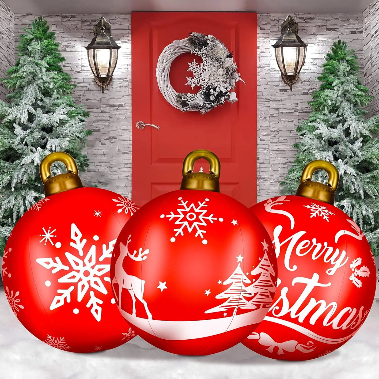 イベント・クリスマス装飾｜巨大インフレータブルクリスマスボール3個セット