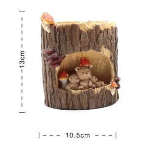 かわいい小動物ファミリーハリネズミクマカエルの置物樹脂植木鉢ホームガーデンデスクトップ植木鉢多肉植物盆栽植物デコ