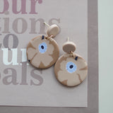 アールデコ風花柄ポリマークレイイヤリングセット