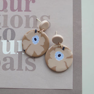 アールデコ風花柄ポリマークレイイヤリングセット