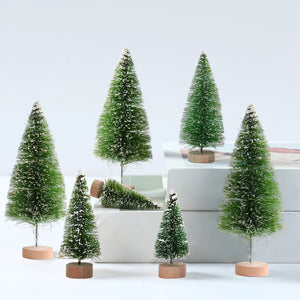 人工ミニ木製クリスマスツリー・ブルーグリーン・ホワイトゴールドタワー・パイン