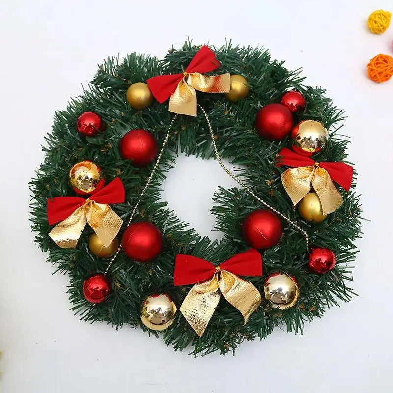 イベント・クリスマス装飾｜赤いリース ゴールド窓壁飾り