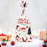 イベント・クリスマス装飾｜クリスマス柄ビニール製ギフトバッグセット(25/50/100pcs)