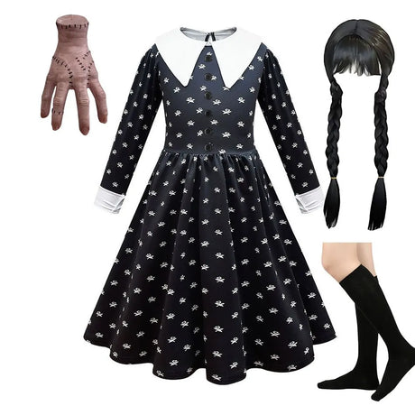 イベント・ハロウィングッズ｜ウエンズデー風プリンセスコスチュームセット（110c～160c）