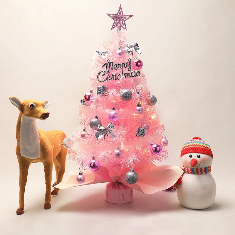 イベント・クリスマス装飾｜デスクトップミニクリスマスツリー ピンクライト付き