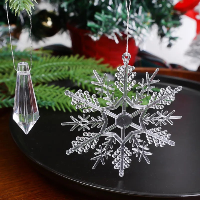 イベント・クリスマス装飾｜クリスタル雪の結晶型オーナメントセット(24個)