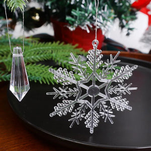 イベント・クリスマス装飾｜クリスタル雪の結晶型オーナメントセット(24個)