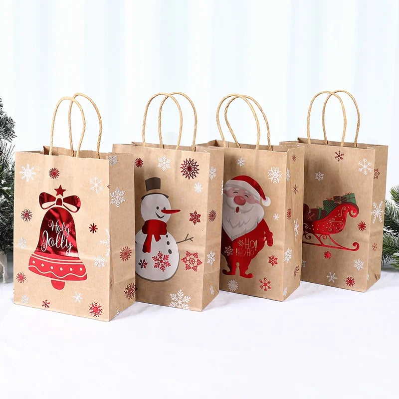 イベント・クリスマス装飾｜クリスマスクラフト紙ギフトバッグセット(4枚入)