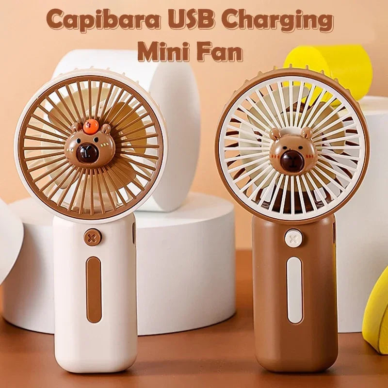 USB充電式 カピバラ柄ミニファン