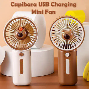 USB充電式 カピバラ柄ミニファン