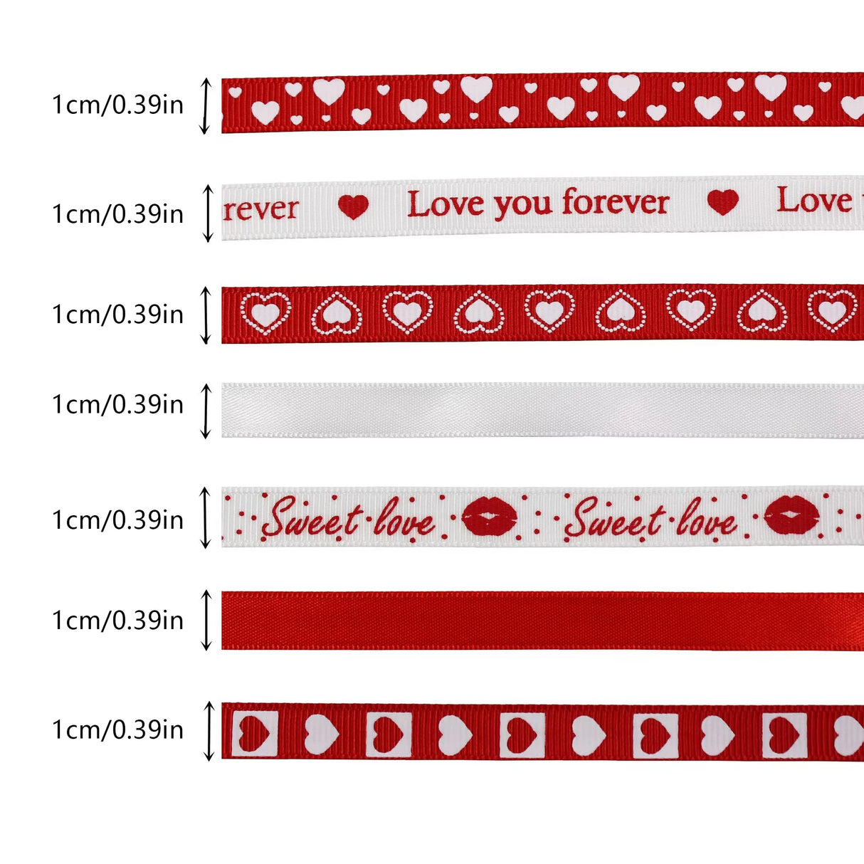 バレンタインデー用ハート柄片面プリントリボン